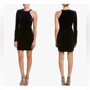 NEW ASTR The Label Navy Velvet One Shoulder Dress L